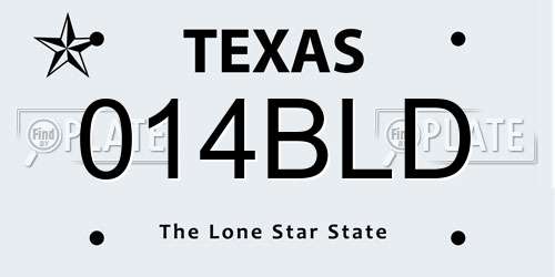 014BLD Texas License Plate