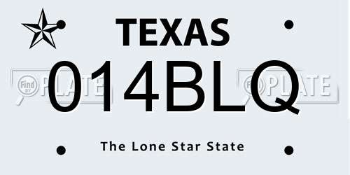 014BLQ Texas License Plate