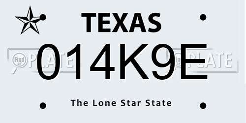 014K9E Texas License Plate