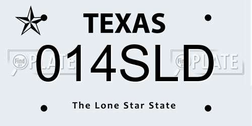 014SLD Texas License Plate