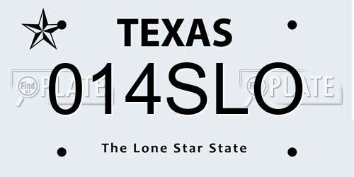 014SLO Texas License Plate