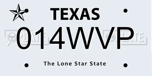 014WVP Texas License Plate