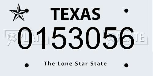 0153056 Texas License Plate