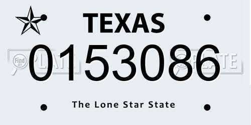 0153086 Texas License Plate