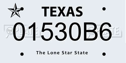 01530B6 Texas License Plate