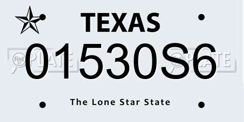 01530S6 Texas License Plate