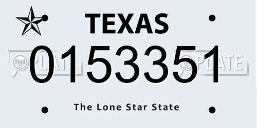 0153351 Texas License Plate