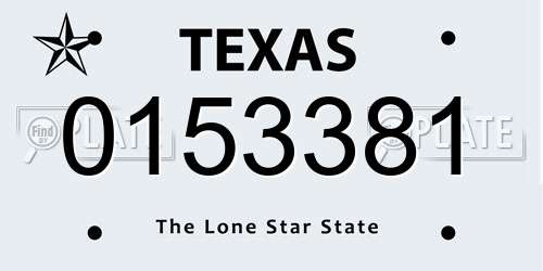0153381 Texas License Plate