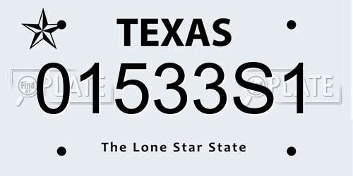 01533S1 Texas License Plate