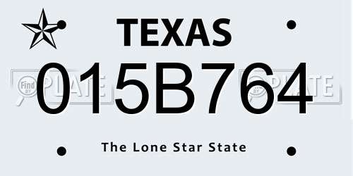 015B764 Texas License Plate