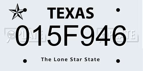 015F946 Texas License Plate