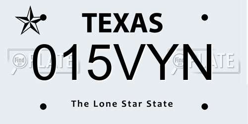 015VYN Texas License Plate