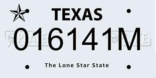 016141M Texas License Plate