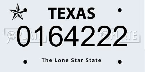 0164222 Texas License Plate
