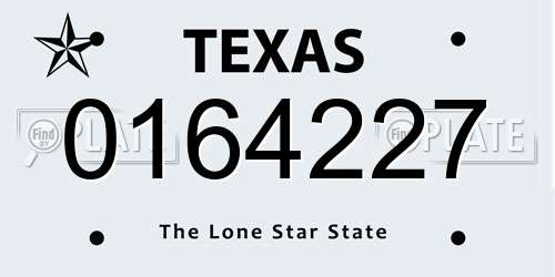 0164227 Texas License Plate