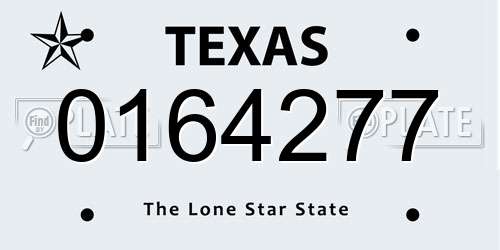 0164277 Texas License Plate