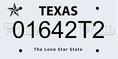 01642T2 Texas License Plate