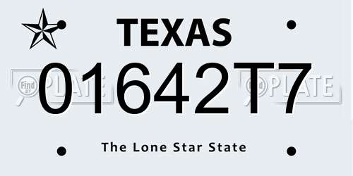 01642T7 Texas License Plate