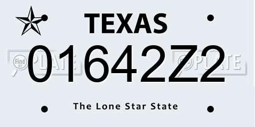 01642Z2 Texas License Plate