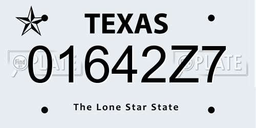 01642Z7 Texas License Plate