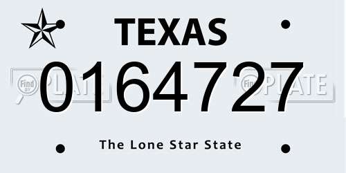 0164727 Texas License Plate