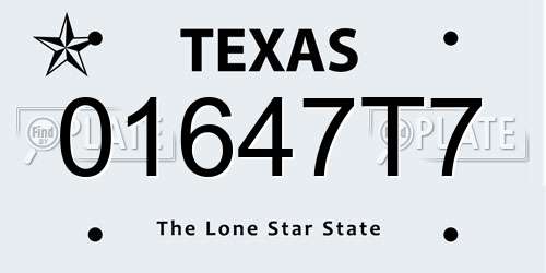 01647T7 Texas License Plate