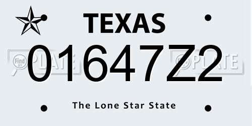 01647Z2 Texas License Plate