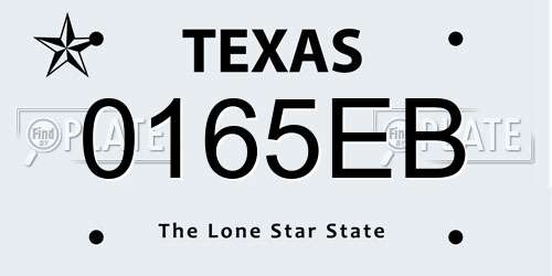 0165EB Texas License Plate