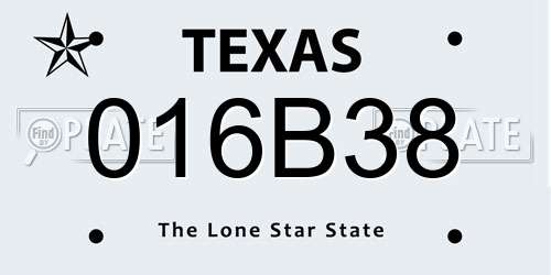 016B38 Texas License Plate