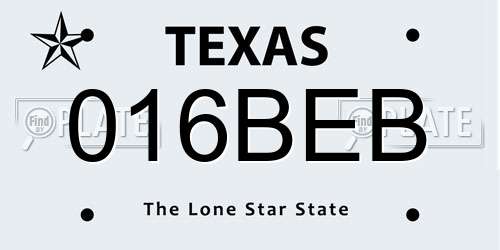 016BEB Texas License Plate