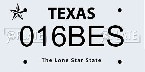 016BES Texas License Plate