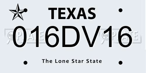 016DV16 Texas License Plate