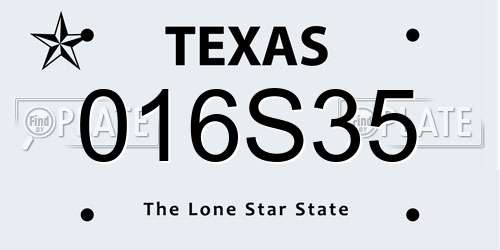 016S35 Texas License Plate