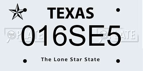 016SE5 Texas License Plate