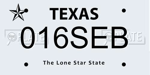 016SEB Texas License Plate