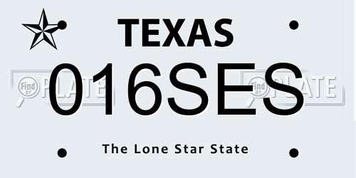 016SES Texas License Plate