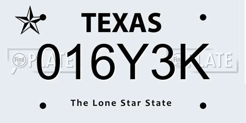 016Y3K Texas License Plate