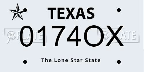 0174OX Texas License Plate