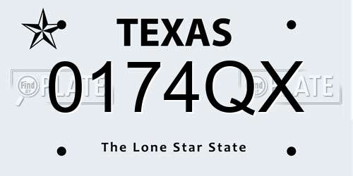 0174QX Texas License Plate