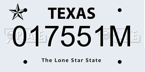 017551M Texas License Plate