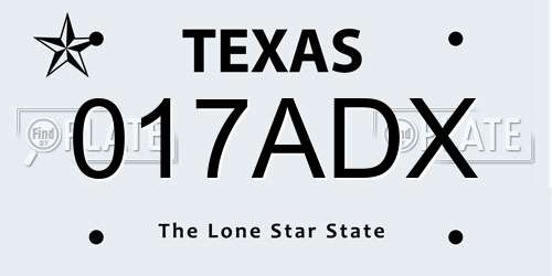 017ADX Texas License Plate