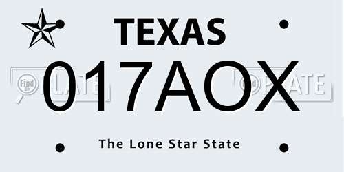 017AOX Texas License Plate