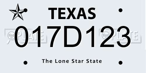017D123 Texas License Plate