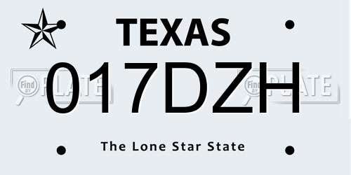 017DZH Texas License Plate