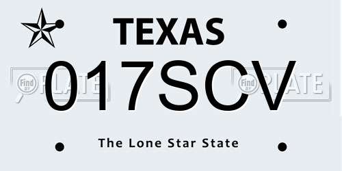 017SCV Texas License Plate