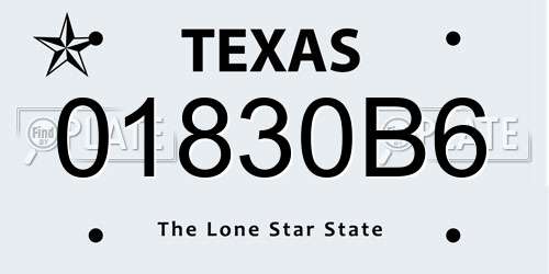 01830B6 Texas License Plate