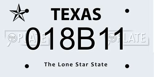018B11 Texas License Plate