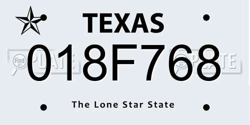 018F768 Texas License Plate