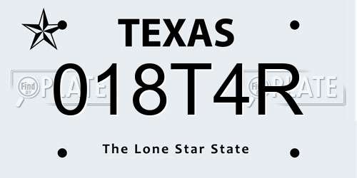 018T4R Texas License Plate