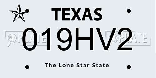 019HV2 Texas License Plate